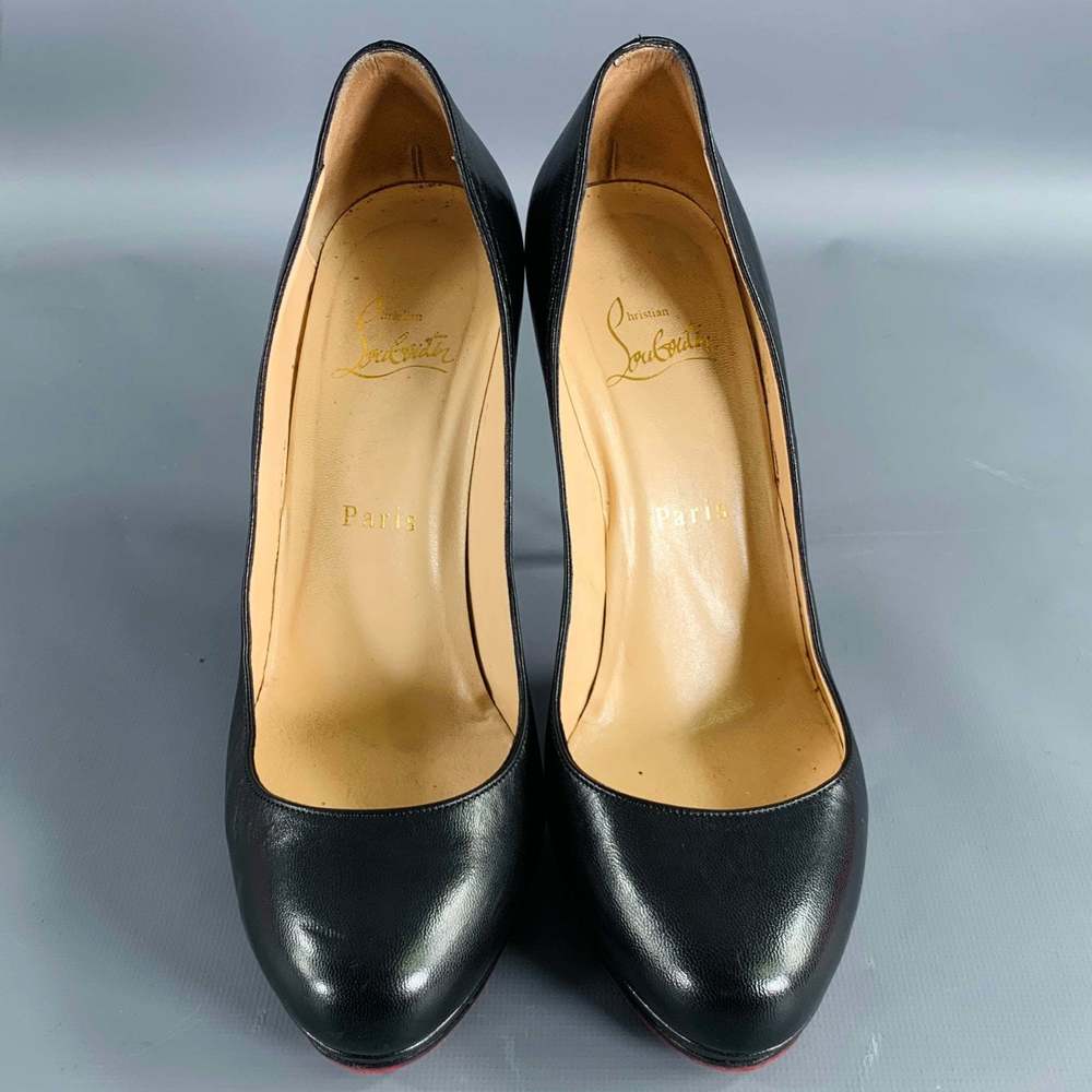 CHRISTIAN LOUBOUTIN Black Leather Platform Pumps - Picture 4 of 9